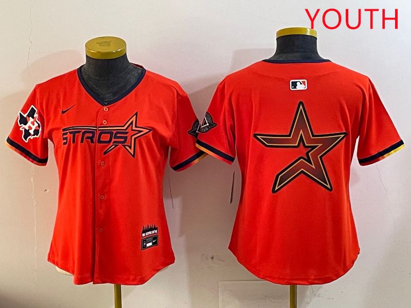 Youth Houston Astros Blank Orange Three generations Joint Name 2025 Nike MLB Jersey style 12